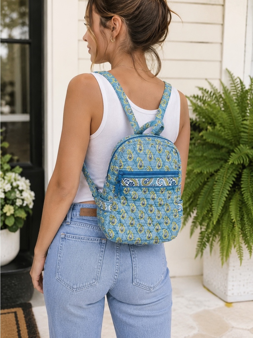Vintage Vera Bradley Bermuda Blue Mini Backpack Retired Paisley Small Bag